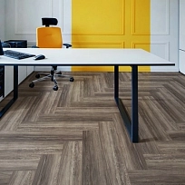 BRUSHED SMOKE OAK  КВАРЦ ВИНИЛ  FLOOR FACTOR  HERRINGBONE